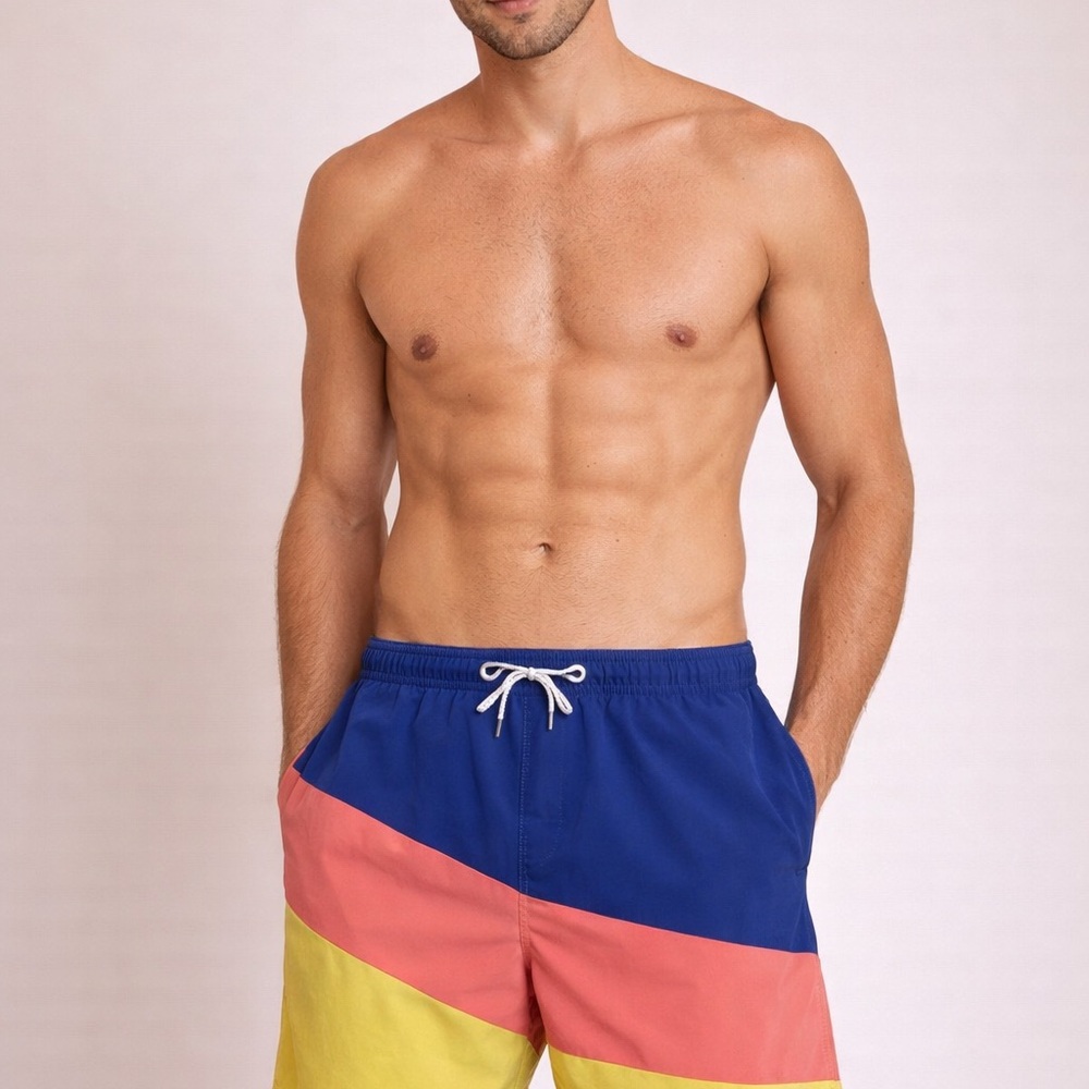 GAP Men's Color Block Swim Trunks - Blue, Pink, Yellow